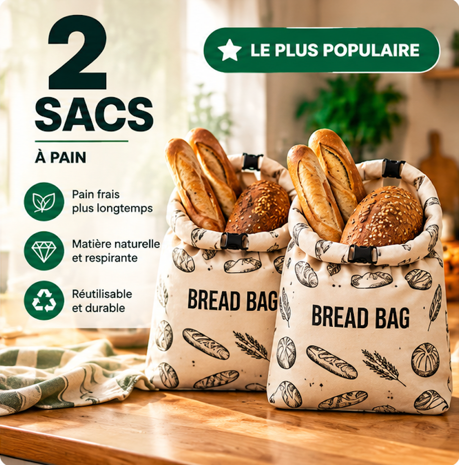 Sac à pain lavable en cire d'abeille et 100% coton