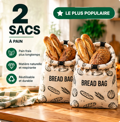 Sac à pain lavable en cire d'abeille et 100% coton